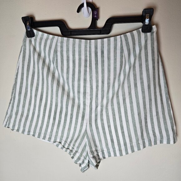 L'Academie Los Angeles Shorts Green White Striped High Waisted Vaca Size M - Picture 1 of 6